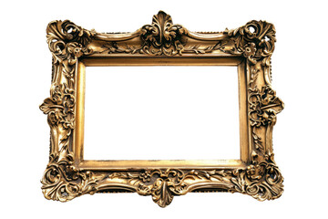 Antique Brass Frame Isolated on Transparent Background