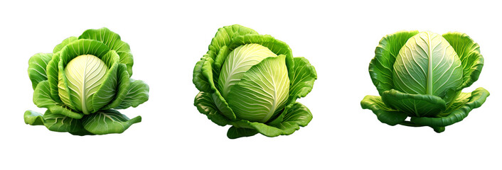 green cabbage vegetable isolated soft smooth lighting - obrazy, fototapety, plakaty