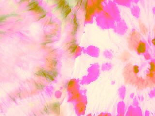 Gold Round Tie Dye. Asian Ink Drop. Retro Dirty