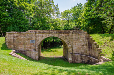 Fototapeta na wymiar Bridge at the Allegheny Portage Railroad National Historic Site, first railroad constructed through the Allegheny Mountains in central Pennsylvania
