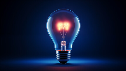 imagine sharp focus glowing blue light bulb in dark background