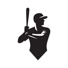 Precision Strikes: Baseball Silhouette - Baseballer Vector, Illustrating the Exactness and Finesse of the Game
