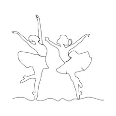 Dancing ballerina continuous single line drawing and one line minimalist dancer outline vector art illustration
