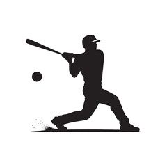 Energetic Presence: Baseballer Silhouette in Vibrant Illustrations Displaying the Active and Spirited Character - Sport Silhouette - Baseball Player Vector
