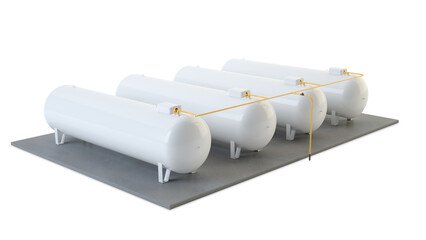 Industrial large Gas Tanks. Isolated, 3d illustration	