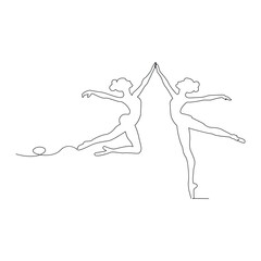 Dancing ballerina continuous single line drawing and one line minimalist dancer outline vector art illustration
