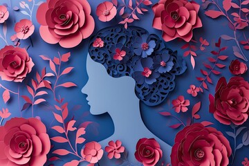 Women's Day handmade paper cutout art background