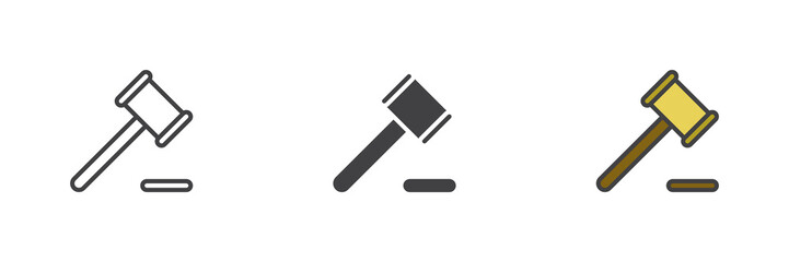 Auction Hammer different style icon set