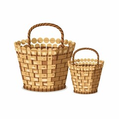 Wicker basket isolated. Vintage basket on white background