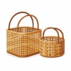 Fototapeta na wymiar Wicker basket isolated. Vintage basket on white background