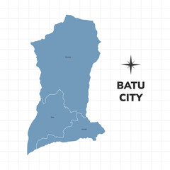 Batu city map illustration. Map of cities in Indonesia