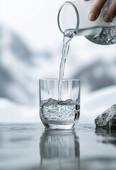 Person pouring water into glass, diverse water uses picture