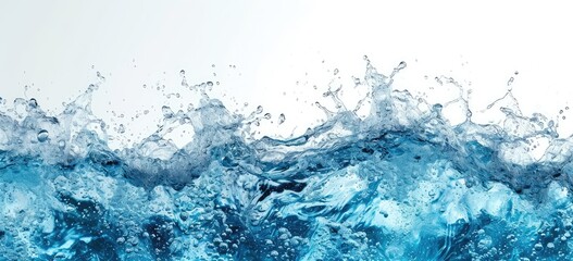 Blue water wave against white background, children and water concept