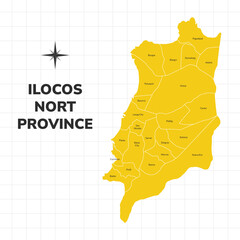 Ilocos Norte Province map illustration. Map of the province in the Philippines