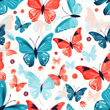colorful butterfly pattern, vibrant color, tile pattern