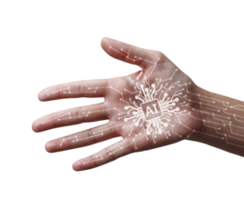 AI chip on human hand