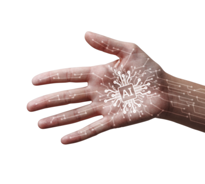 AI chip on human hand