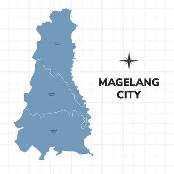 Magelang city map illustration. Map of cities in Indonesia