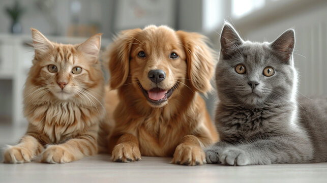 A cute picture of a friendly cat and dog