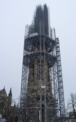 Scaffolding on Saint Michel church in Bordeaux city. High quality photo