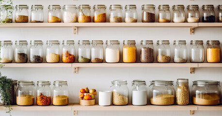 Shelf and space for storing food in the house, organizing pantry space, home interior design