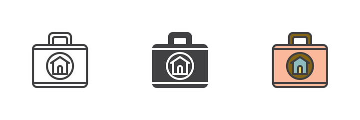 Real estate service different style icon set