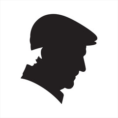 Wisdom in Shadows: Old Man Silhouette Illuminating the Silhouetted Wisdom Carved by the Years - People Silhouette - Man Face Vector
