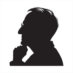 Majestic Resilience: Old Man Silhouette Symbolizing the Majestic Resilience of the Human Spirit - People Silhouette - Man Face Vector
