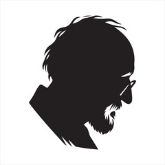 Reflective Echoes: People Silhouette Showcasing the Reflective Essence of an Old Man's Silhouette - Aged Silhouette - Old Man Vector
