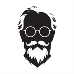 Time-Worn Elegance: People Silhouette Illuminating the Timeless Beauty of an Old Man - Aged Silhouette - Old Man Vector
