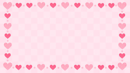 ハートの和風フレーム背景　和柄　市松模様　伝統文様　素材　飾り枠　シンプル　おしゃれ　エレガント　16:9