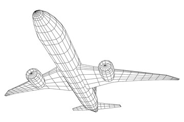 Airplane. Abstract airliner. Wireframe vector illustration
