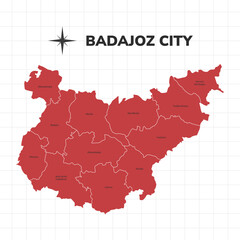 Badajoz City map illustration. Map of the City in Spain