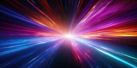 colorful light tunnel background. Neon futuristic flashes on black background. Colorful light exposure in a tunnel. abstract fast moving stripe lines Motion light lines backdrop