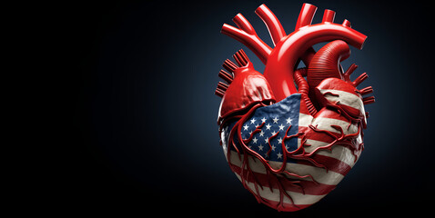 Naklejka premium A real heart made of USA flag