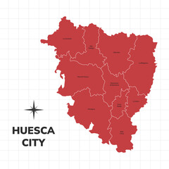 Huesca City map illustration. Map of the City in Spain