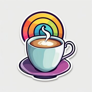 Sticker image a cup of hot coffee