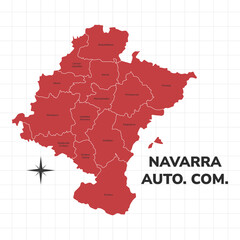 Navarre Autonomus Community map illustration. Map of the Region in Spain