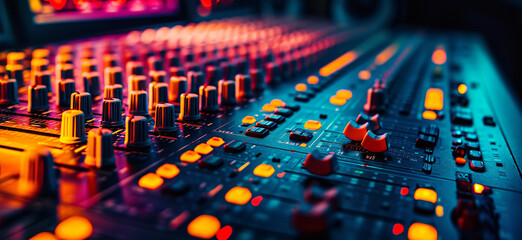musical mixing console on stage