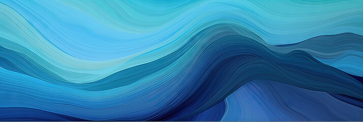 Fototapeta premium a blue abstract drawing of large waves, abstract painting of a wave of blue colors. . modern waves background design with teal blue, dark blue