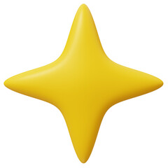 Yellow sparkling star. 3D ikon, sing