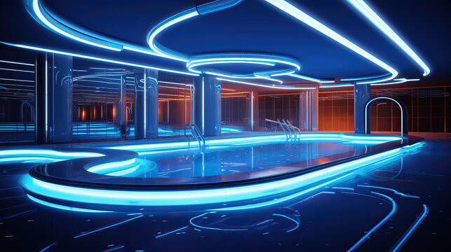 Cool pool in neon lighting