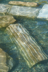 Thermal pool in archeological site of Hierapolis. Pamukkale destination, Turkey