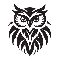 Naklejka premium Ethereal Guardians: Owl Silhouette Series Depicting the Majestic Presence of Nocturnal Birds - Owl Illustration - Bird Vector 