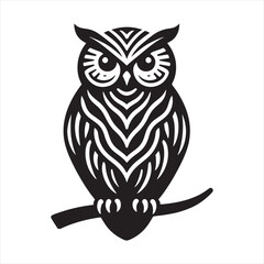 Midnight Guardians: Owl Silhouette Series Embodying the Silent Watchers of the Night - Owl Illustration - Bird Vector
