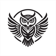 Nightfall Elegance: Bird Silhouette Displaying the Stylish Profile of Owl Shadows - Bird Silhouette - Owl Vector
