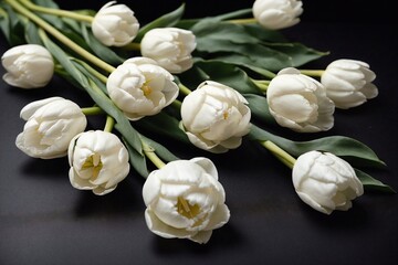 white tulips, banner photo with spring flowers, decoration designs 