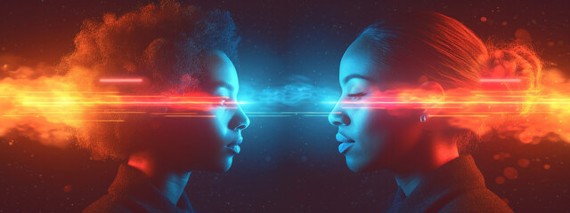 Ethereal Encounter, A Mesmerizing Moment of Intertwined Gazes and Shared Secrets