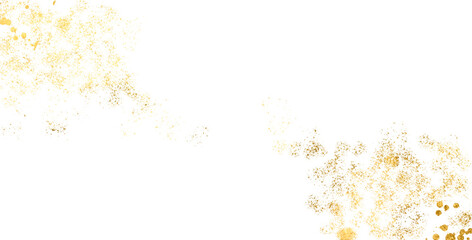 Gold sparkle splatter border. Gold Foil Frame Gold stroke, gold splatter on transparent background for wedding invitation.