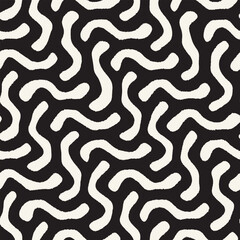 Vector seamless hand-painted ink pattern. Abstract decorative background. Stylish monochrome hand-drawn texture.